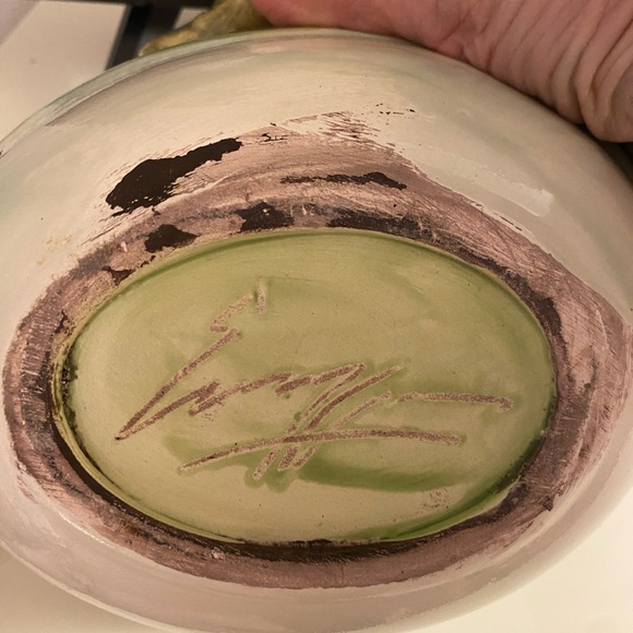 Three E Designs hand painted pottery oval bowl - Picture 3 of 3